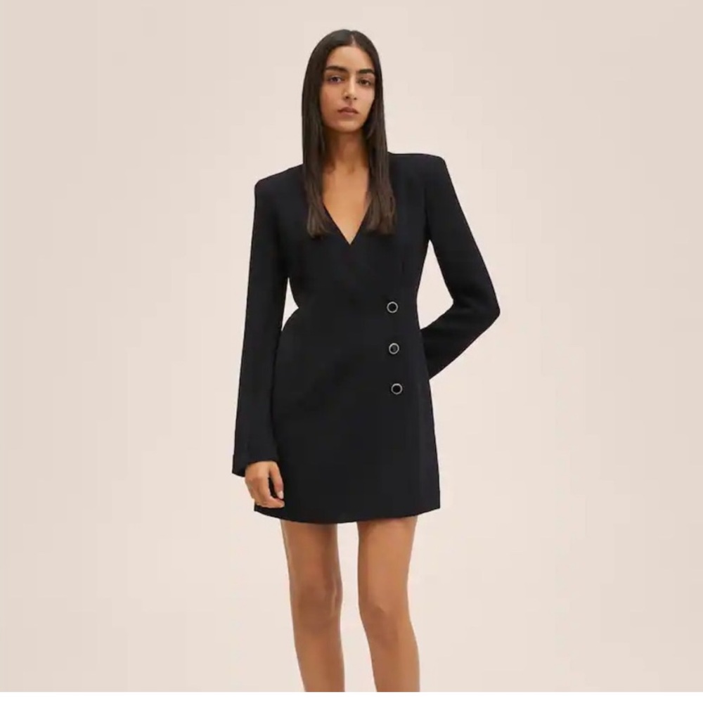 Mango Black Long-Sleeve Blazer Dress